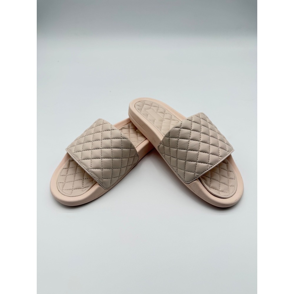 APL Athletic Propulsion Labs Lusso Quilted Leather Slides Nude Pink Womens 7